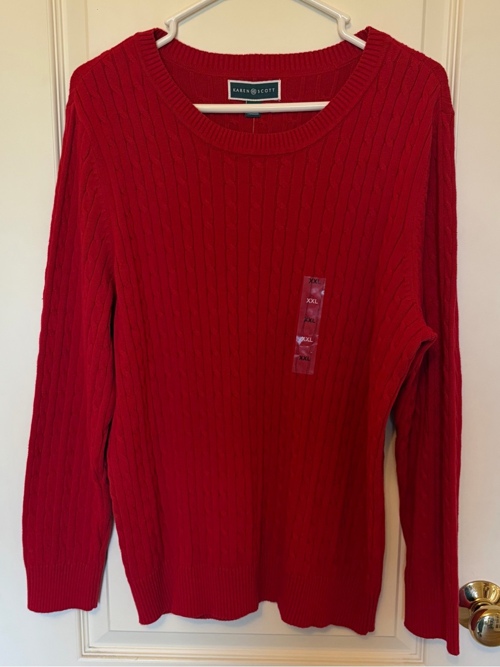 Karen Scott Men’s Red Cable-Knit Sweater Size XXL NWT